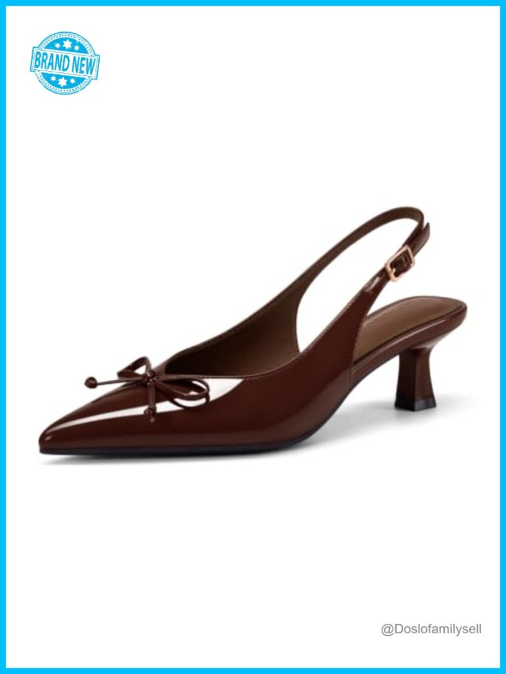 Coutgo Women's Slingback Kitten Heel Pointed Toe Bow Tie Pumps